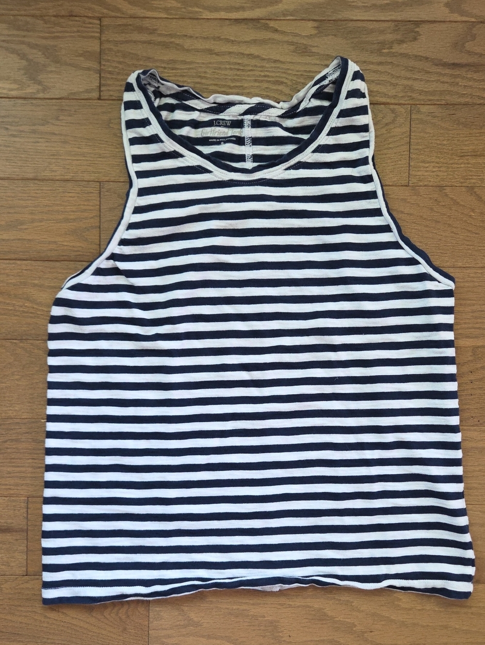 J. Crew Factory Navy & White Striped Girlfriend Tank